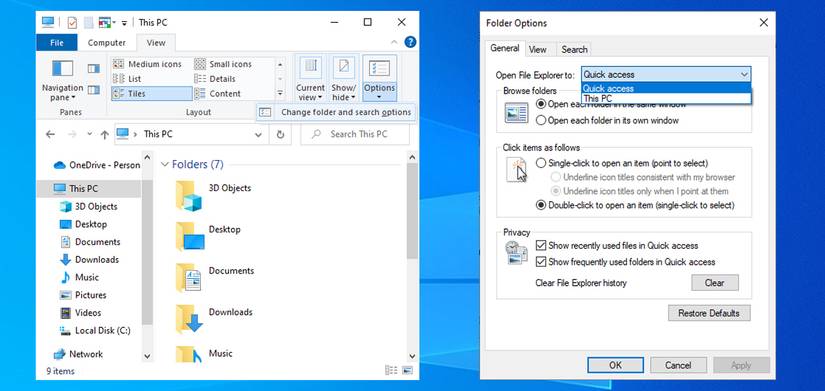 File Explorer settings