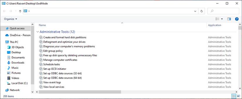 Windows 10 god mode