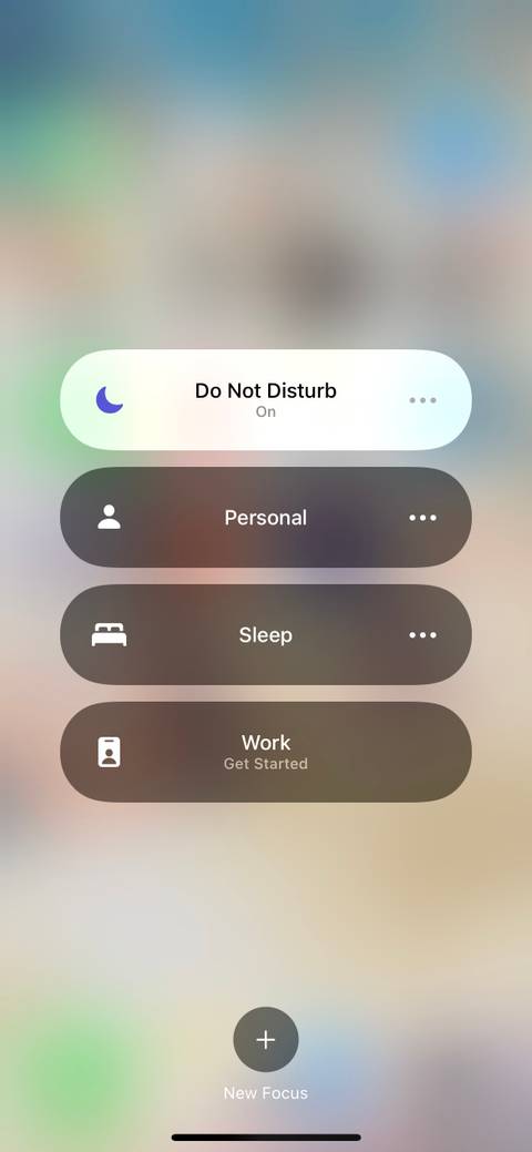 focus modes in iphone control center
