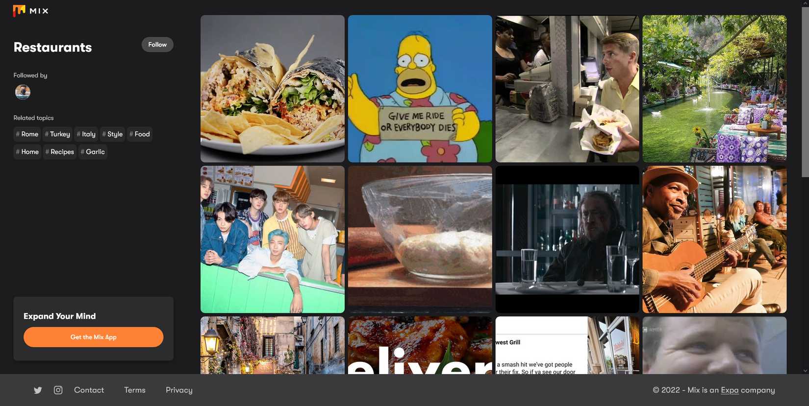 Exploring restaurants in Mix