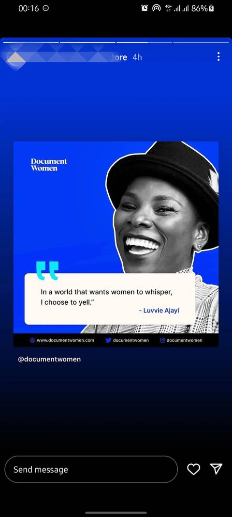 screenshot of instagram story featuring luvvie ajayi