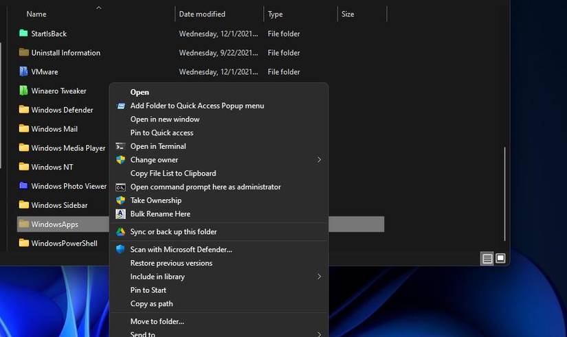 Take Ownership option 