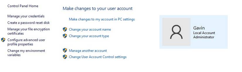 Advanced User User Account Control and Administrator Rights on Windows 10