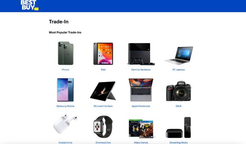 Best Buy trade-in program website screenshot