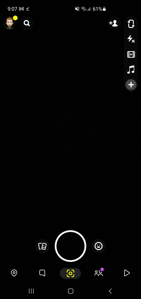 Camera opened on Snapchat on Android device