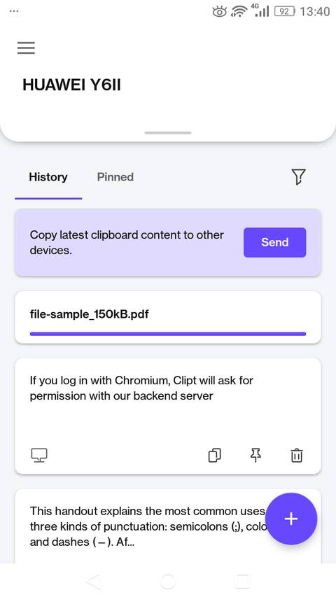 Clipt - Android Device File Sent