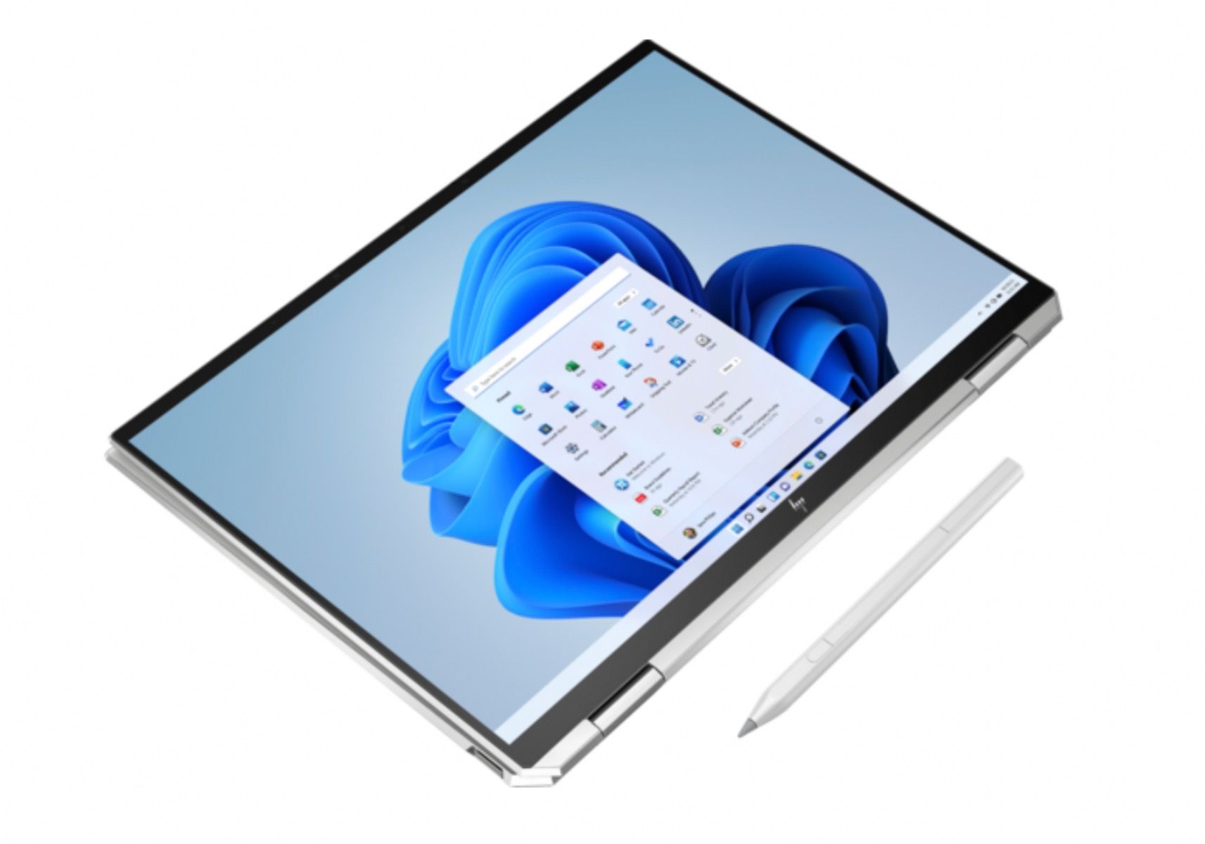 HP Spectre در حالت تبلت خوابیده با خودکار جلو