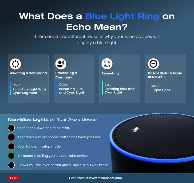 Infographic on What Does a Blue Light Ring on Alexa Mean_