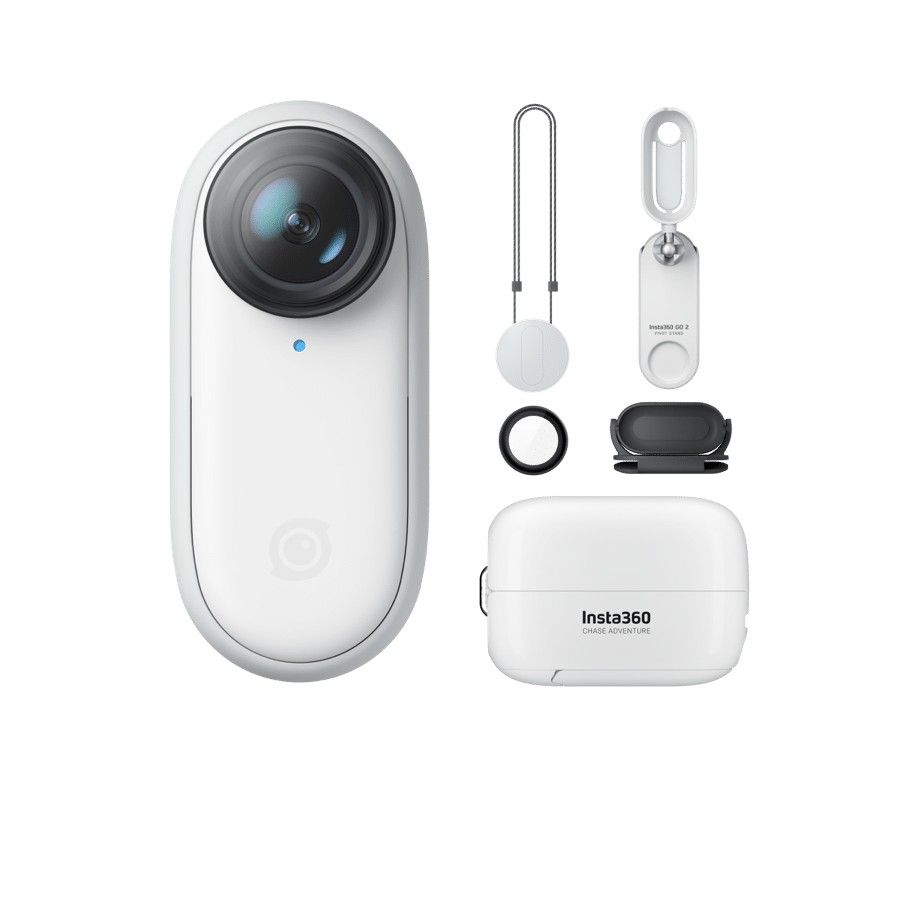 The Insta360 Go 2 and included accessories
