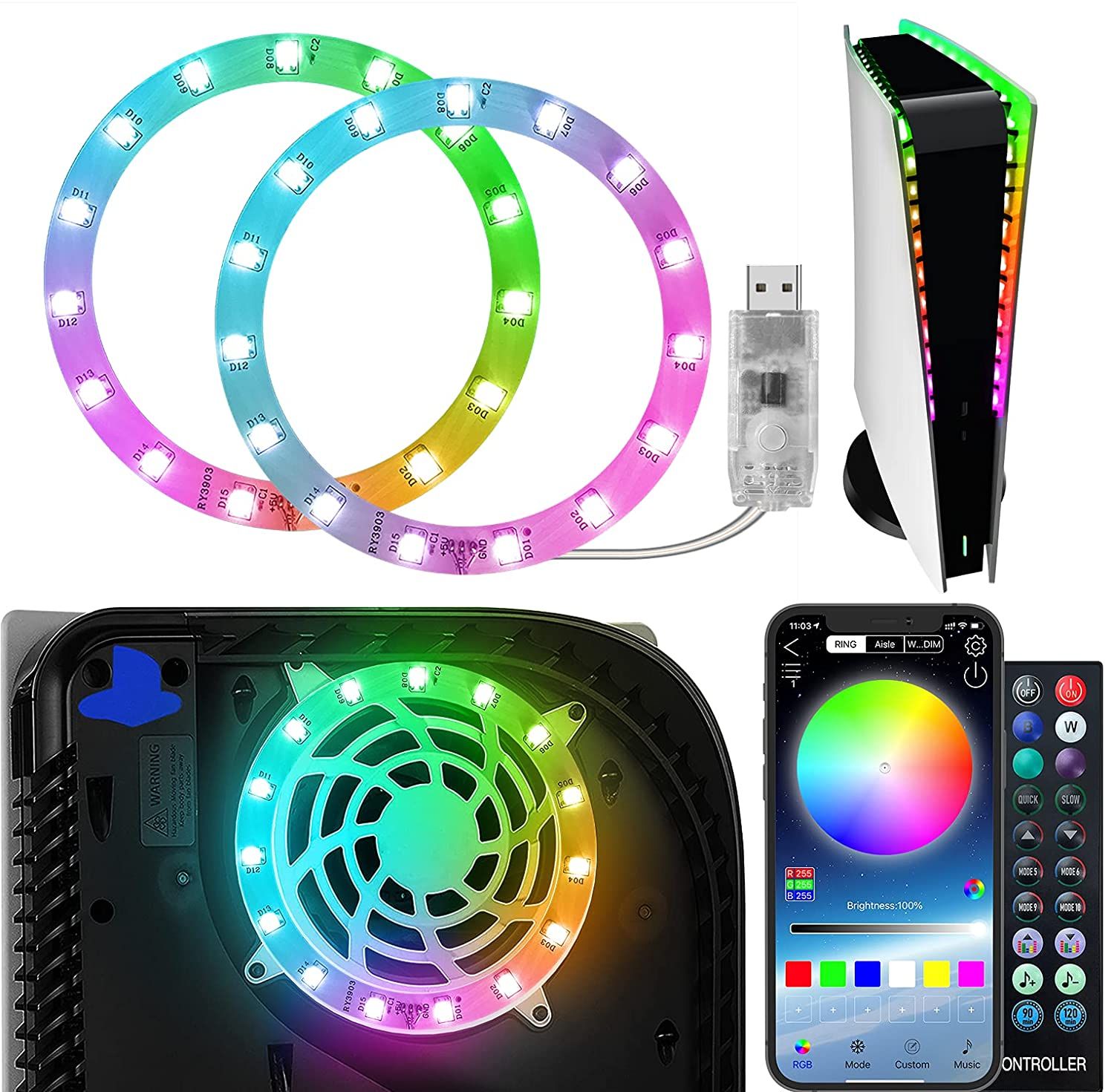 چراغ های LED JNRSS برای پلی استیشن 5