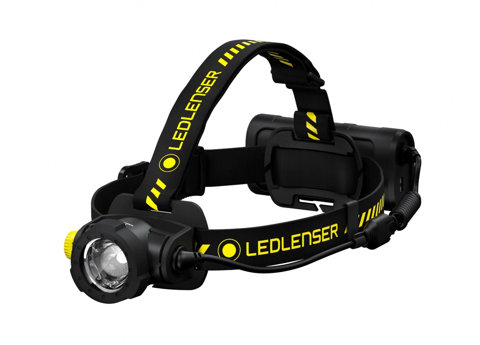 عکس کامل از چراغ قوه سر کار LedLenser H15r زرد و مشکی