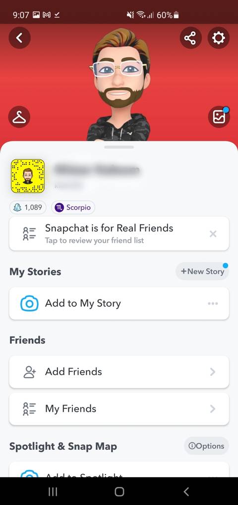 My Snapchat profile on Android device