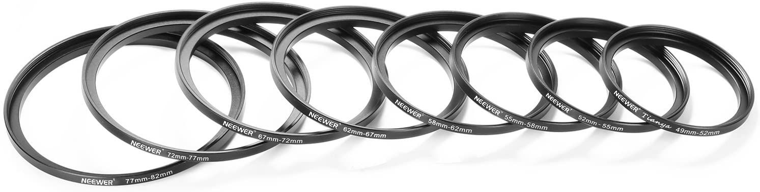 Neewer 8 Pieces Step-up Adapter Ring Set Rings