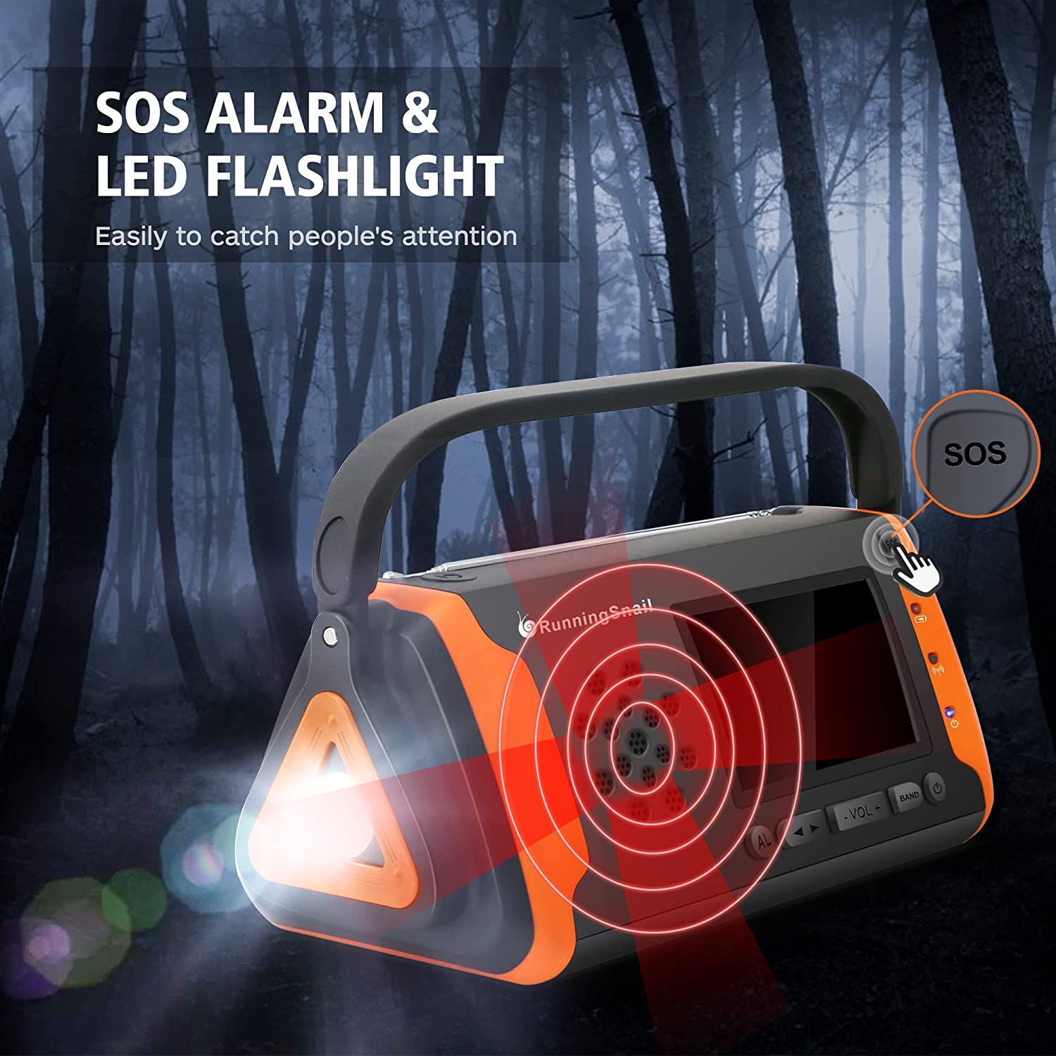 RunningSnail 4000mAh Emergency NOAA Weather Alert Radio flashlight
