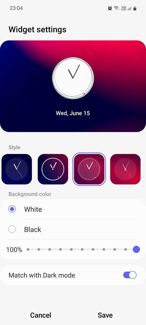 Samsung Analog clock widget customization