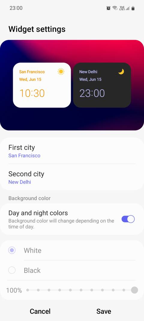 Samsung Dual clock widget customization