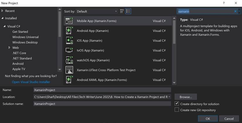 How to Create a Xamarin Project and Run It in an Emulator