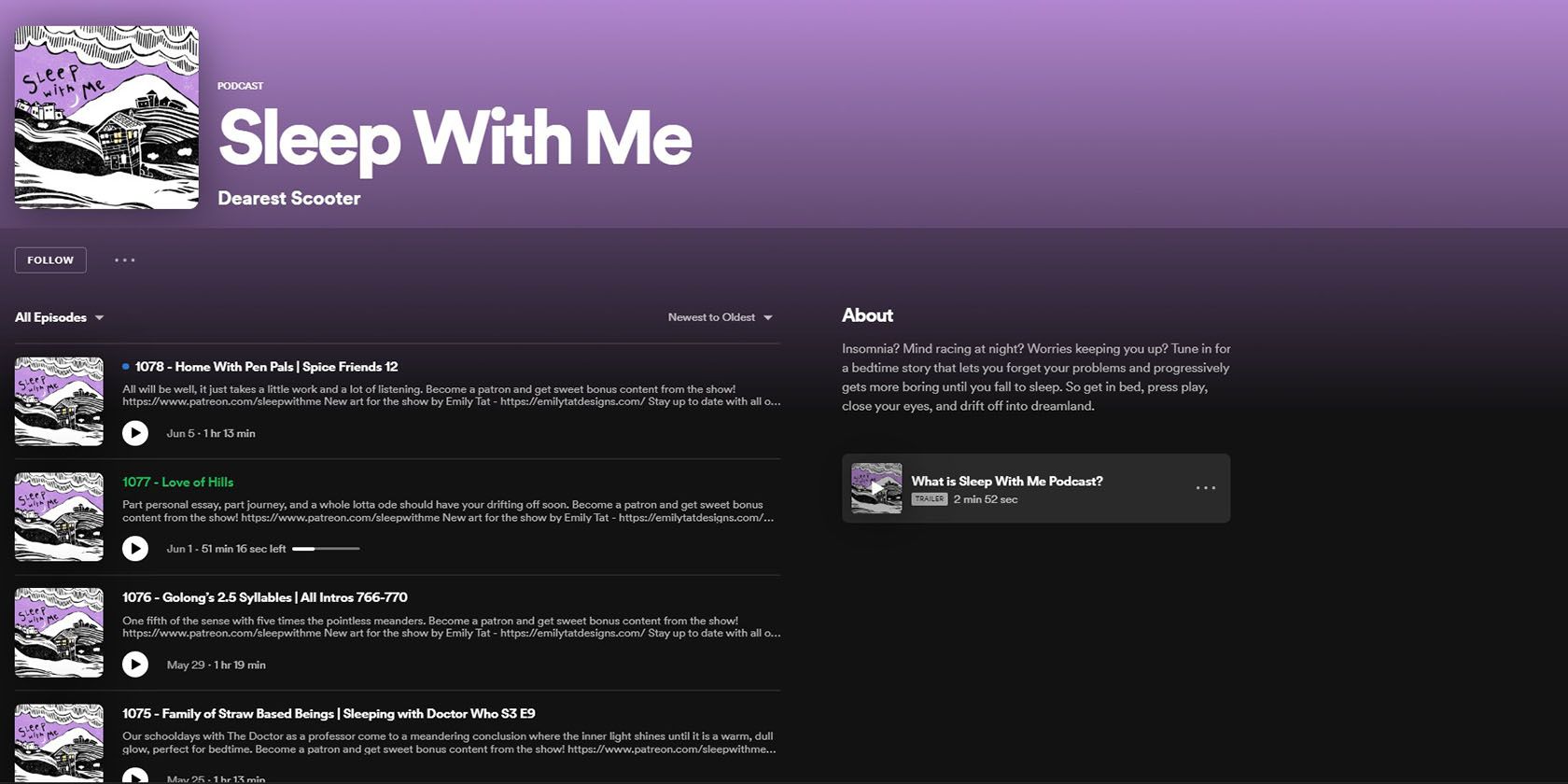 Sleep with Me Podcast on Spotify