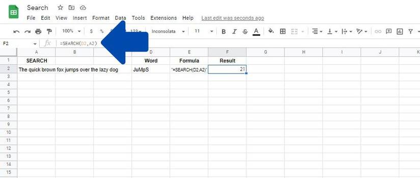 Using the SEARCH Function
