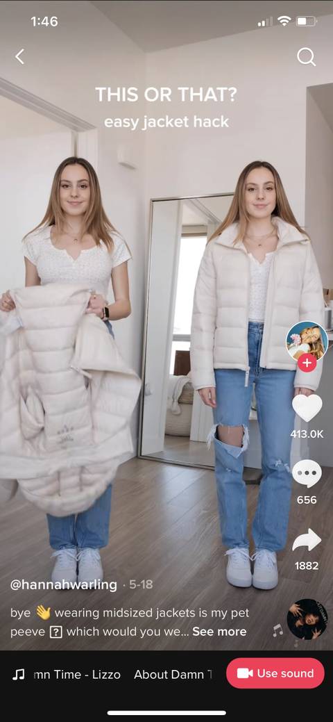 使用“About Damn Time”作为音频的 TikTok 截图