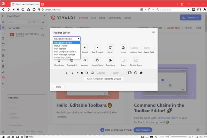 What's New in Vivaldi 5.3? Editable Toolbars and More