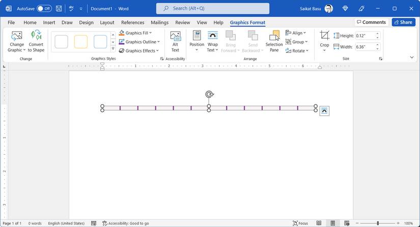 A graphic as a line in Word