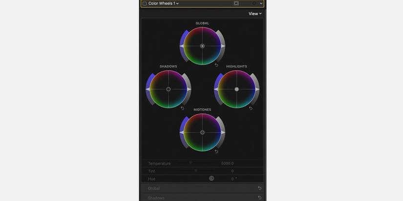 Final Cut Pro Color Wheel Menu