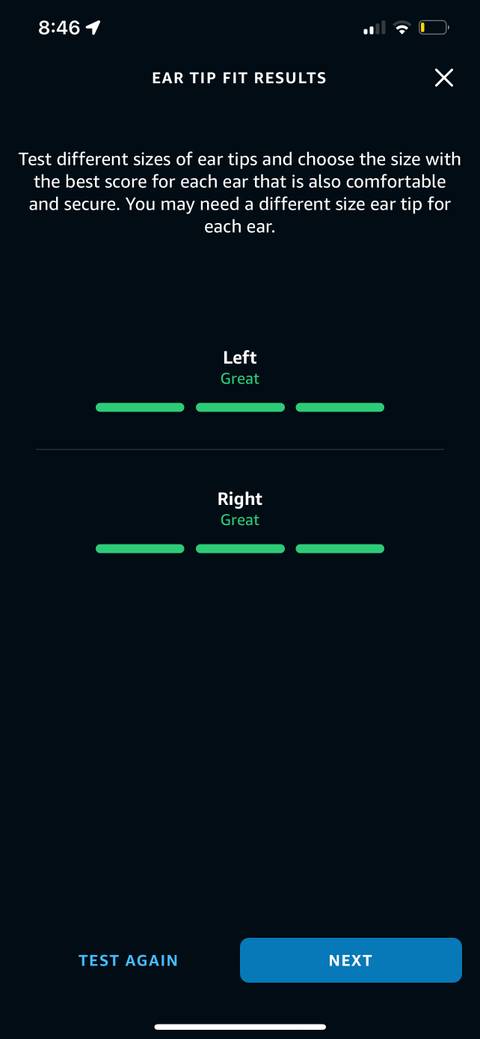 echo buds ear fit test results