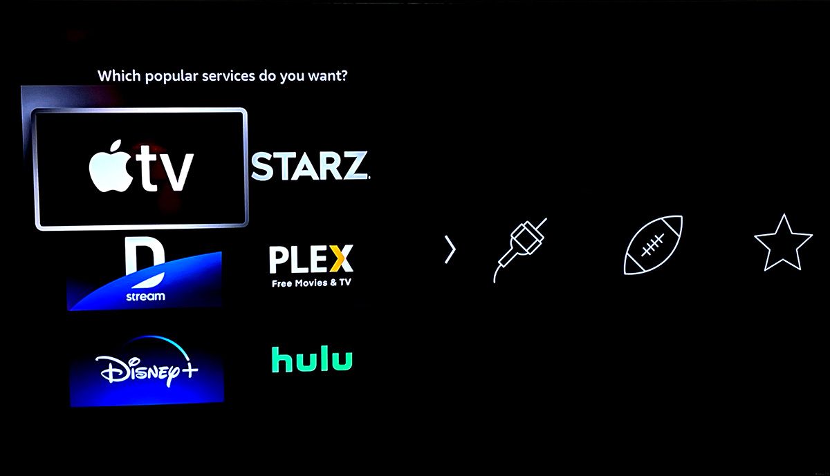 Screen for chosing Fire TV apps