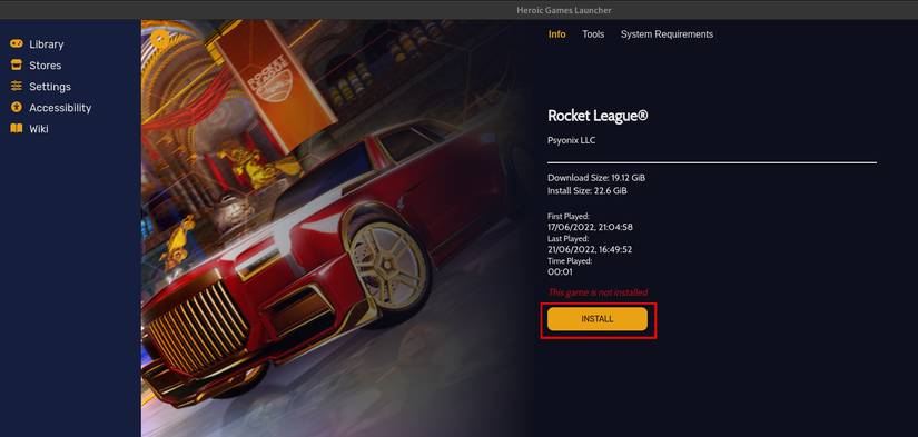 rocket league heroic launcher install