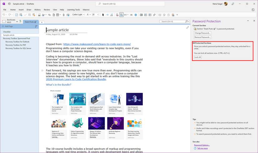 Onenote Security Labels How to Password Protect Your Notes in OneNote