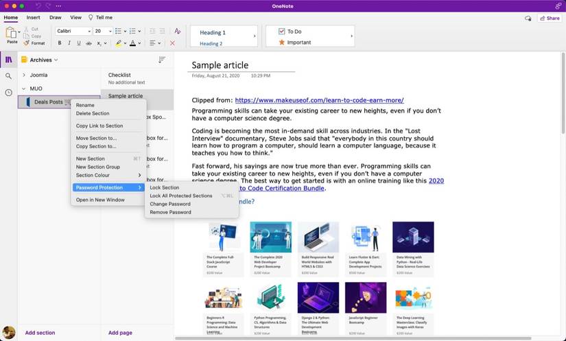 How to Password Protect Your Notes in OneNote