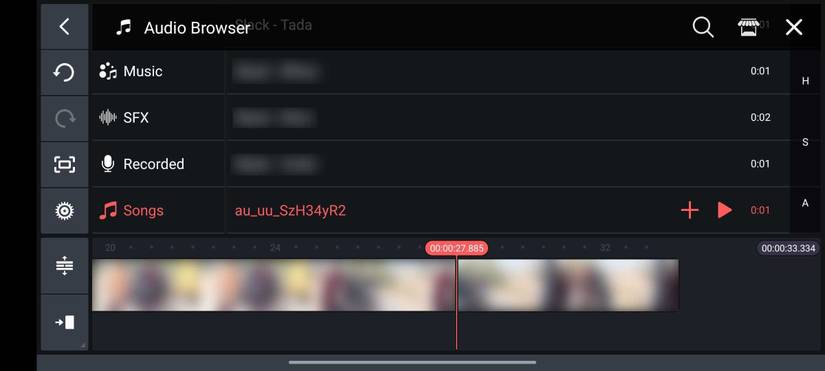 Choose an audio in Kinemaster
