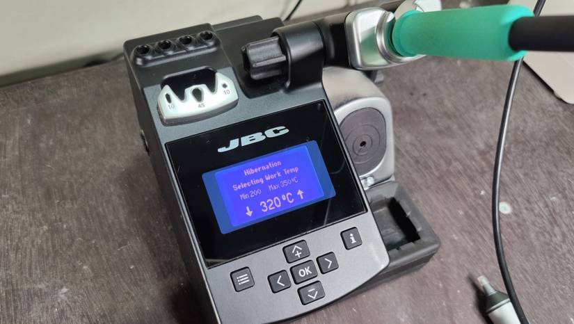 Temperature control on a JBC soldering iron