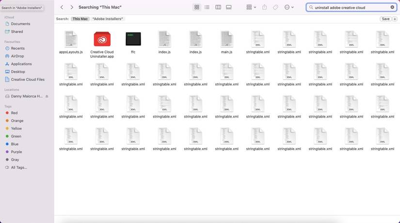 screenshot showing how to remove adobe creative cloud
