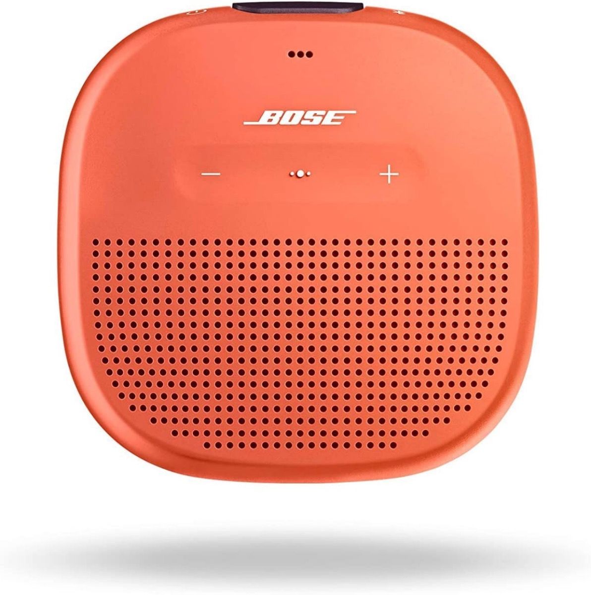 Face shot of an orange Bose SoundLink Micro