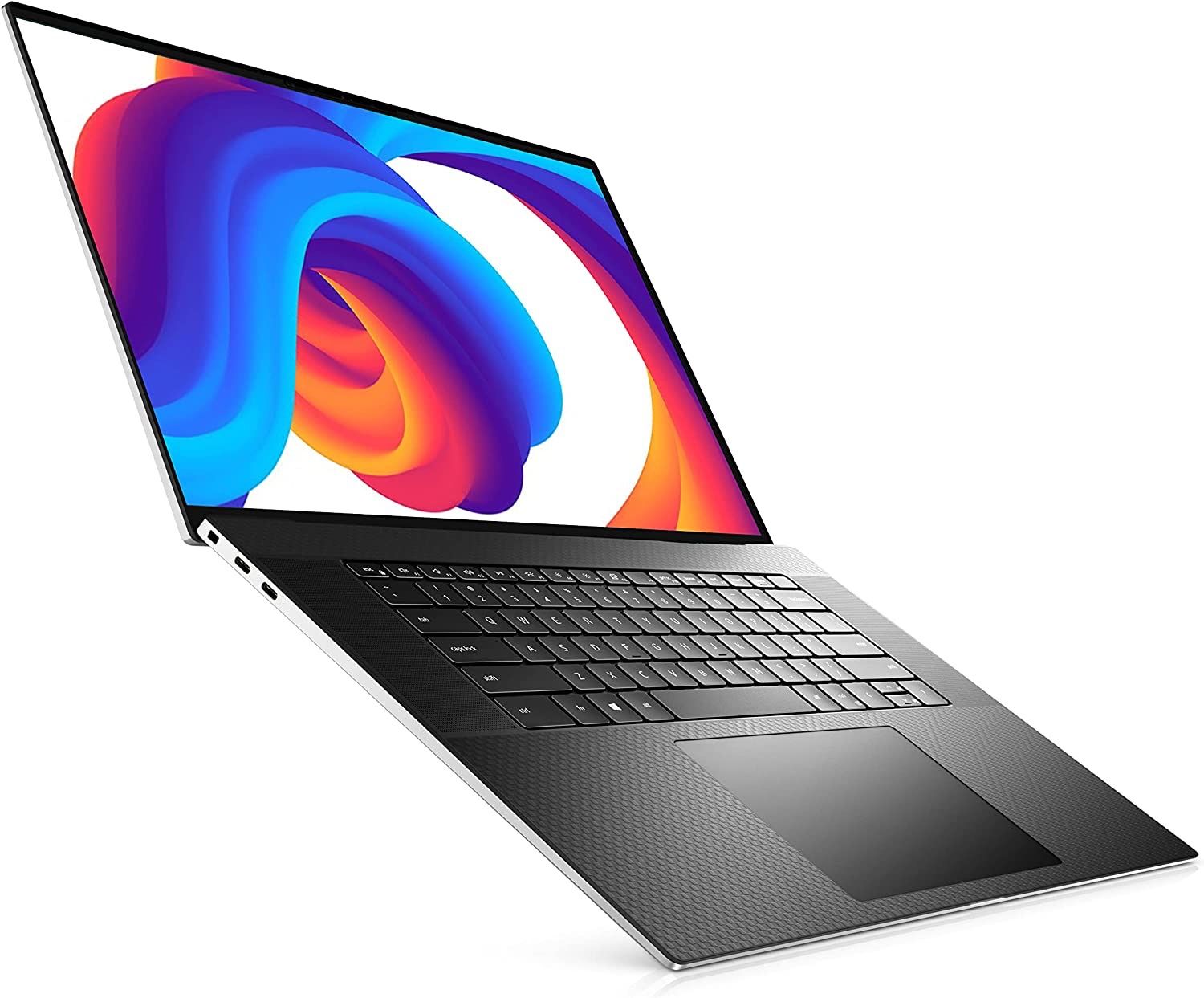 The Dell XPS 17 folded flat with color display