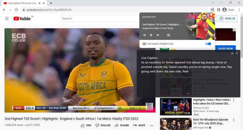 Disabling Live Caption Feature Using Chrome's Media Playback Control