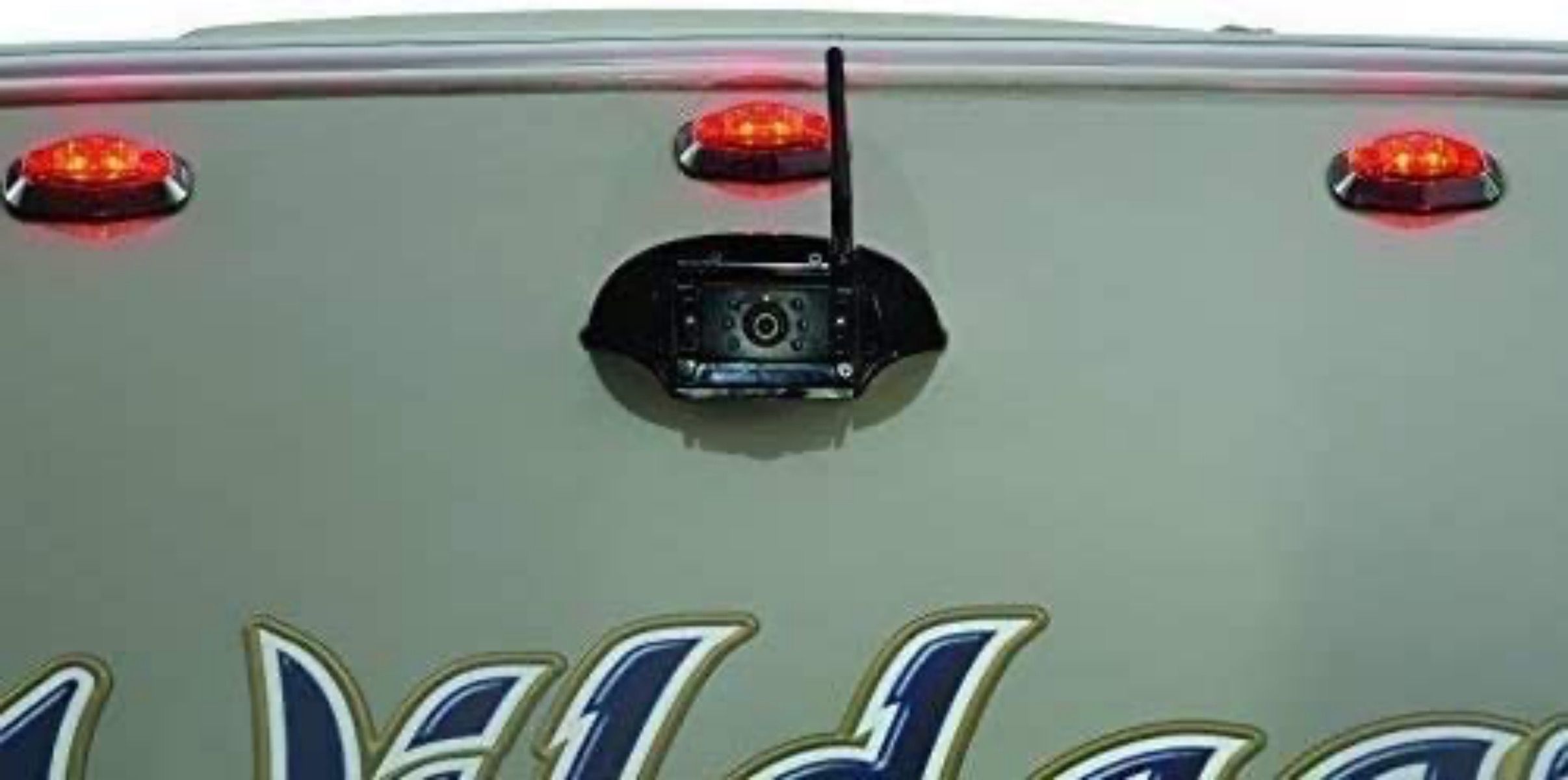 A Furrion Vision S RV backup system camera attached to RV