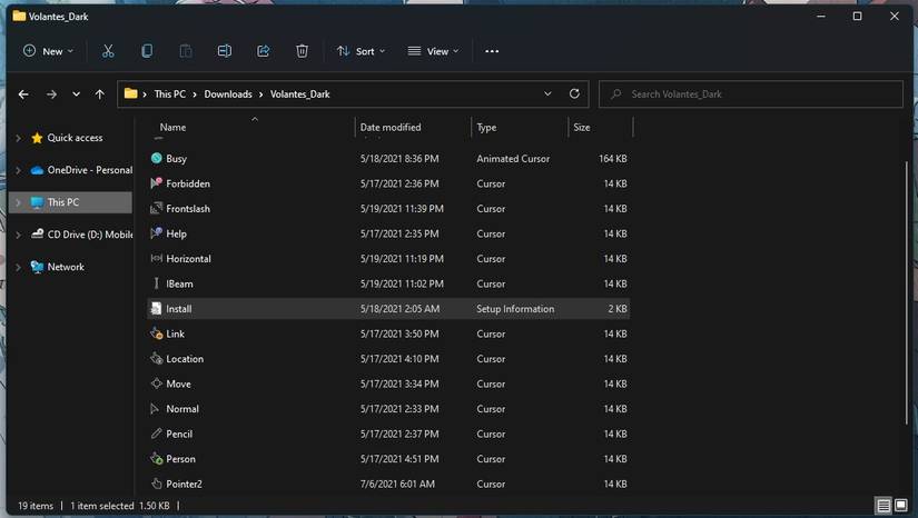 Installing Cursor File on Windows 11