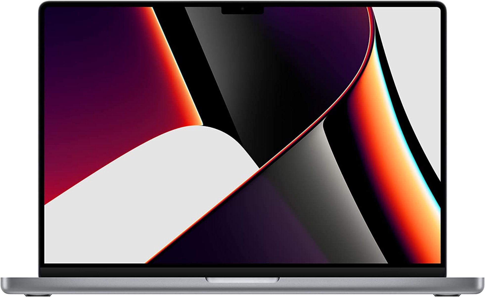 Face shot of MacBook Pro showing large screen with vibrant image