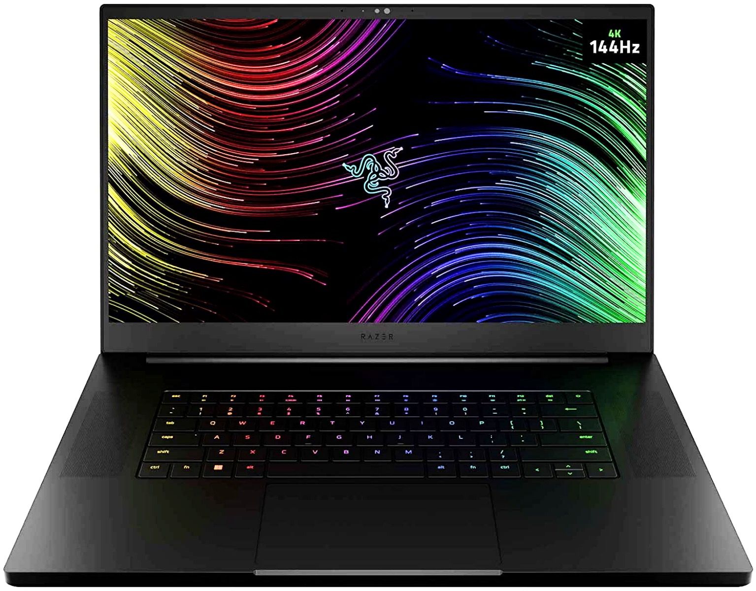 front shot of the Razer Blade Pro 17 with lit up vibrant screen