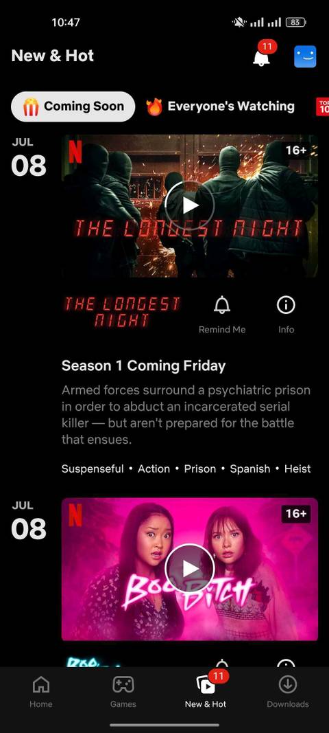 Upcoming series on Netflix