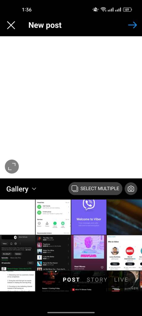 Add a new post to Instagram