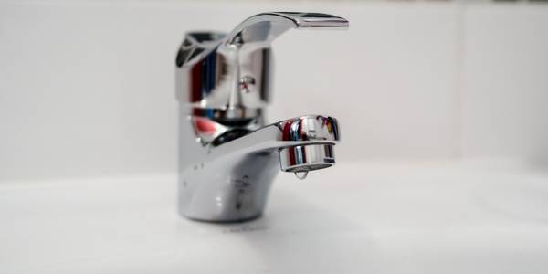 a faucet leaking water