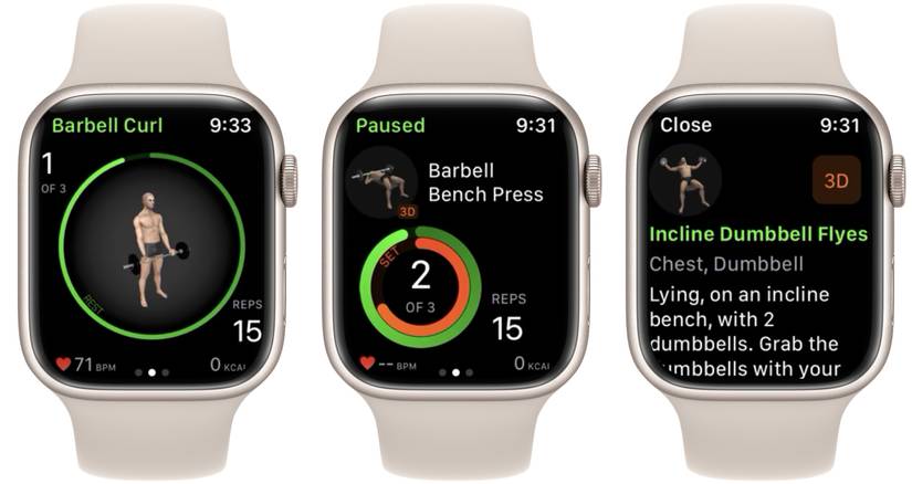 Apple Watch weight lifting workout screen