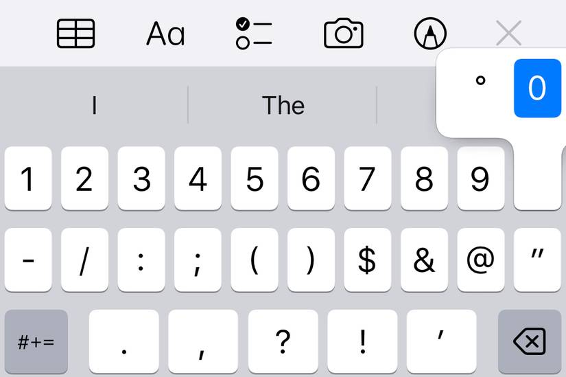 iphone degree symbol keyboard