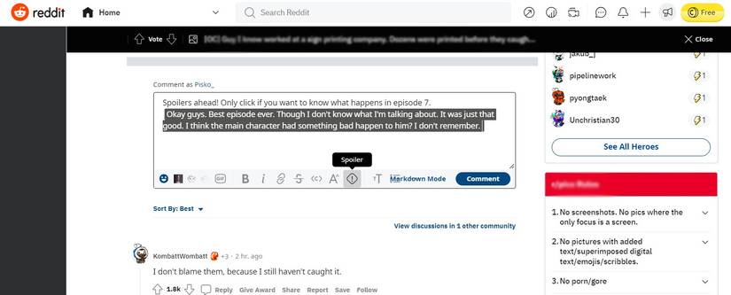 Spoilers in a Reddit comment.
