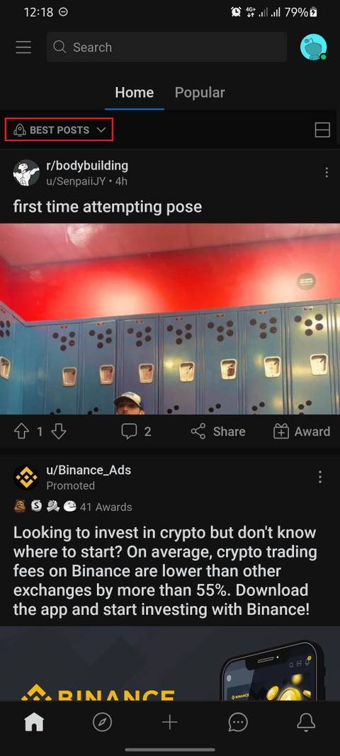 screenshot of Reddit homepage with mark