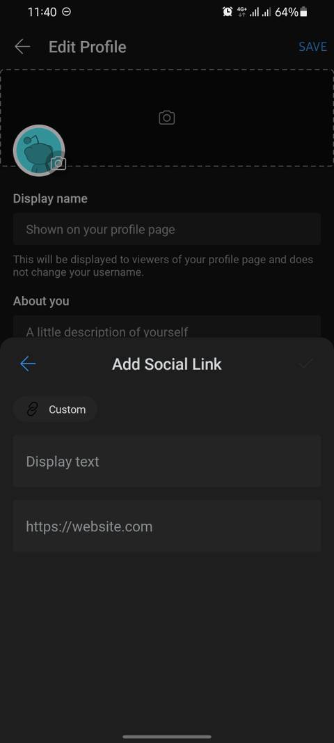 screenshot of custom link on reddit